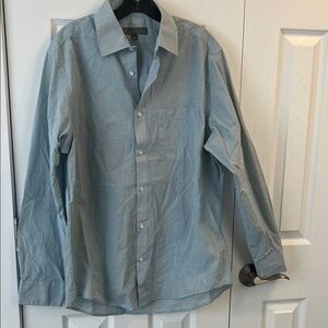 Men's Light Blue Checkered Button Down Shirt